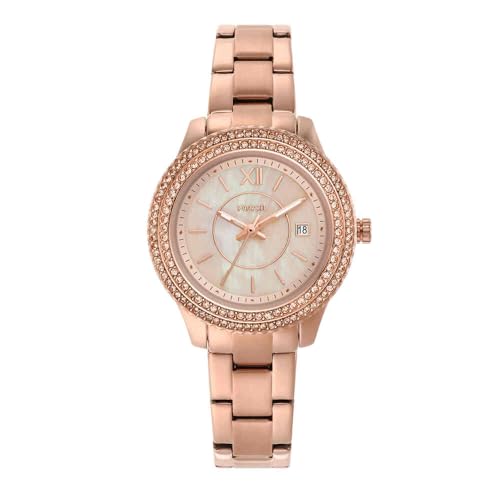 Fossil Orologio Stella da donna, movimento a tre lancette con data, cassa in acciaio inossidabile oro rosa 30 mm con bracciale in acciaio inossidabile, ES5136