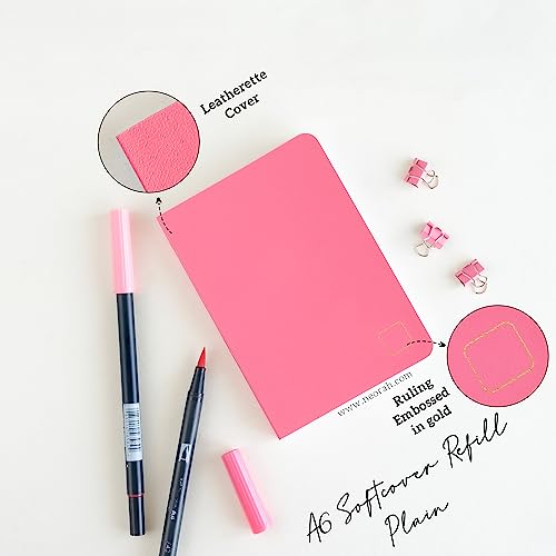 Image of NEORAH - A6 Notebook SOFT COVER | Journal REFILL | Unruled Notebook Journal | 110 GSM | 160 pages (Size 14.8 cm x 10.5 cm) Planner Journaling Writing Note Taking Diary-PINK