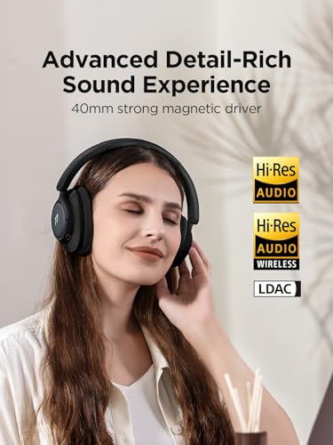 Image of 1MORE Wireless Bluetooth Noise-canceling Headphones - HQ31 SonoFlow SE Over-Ear Headphones with Hi-Res Audio, 90H Playtime, Clear Calls, Preset EQ Via App, Comfort for Home Office Travel(Black)