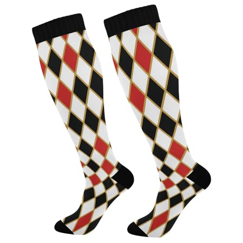 Image of Pigsaly Red White Polka Dot Womens Compression Socks Athletic Tube Sock Knee High Socks Outdoor Sport Socks