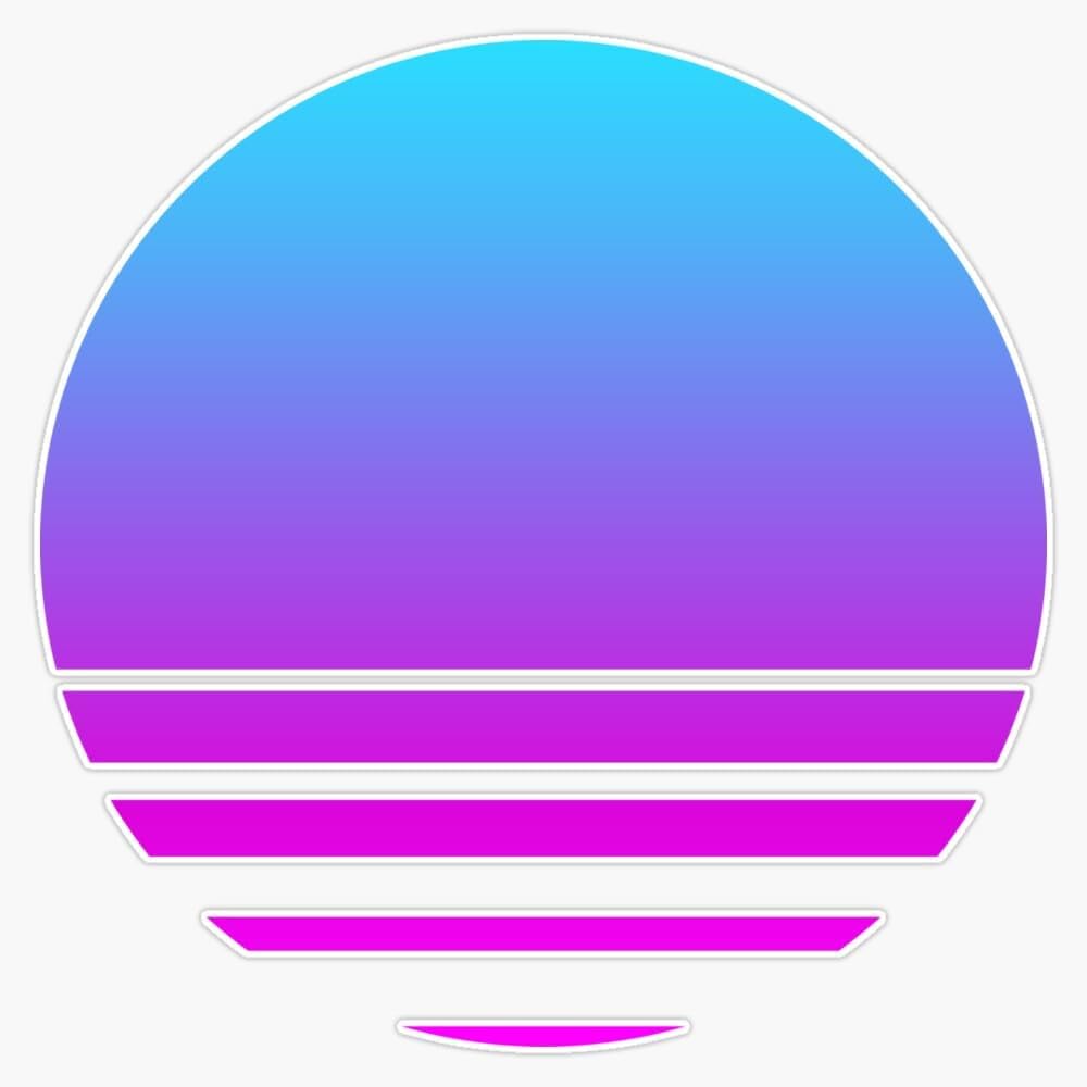 Synthwave Purple Sun Set Sticker Vinyl Waterproof Sticker Decal Car Laptop Wall Window Bumper Sticker 5"