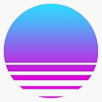 Vista 1 de Synthwave - Calcomanía de vinilo impermeable para coche, laptop, pared, ventana, 5 pulgadas