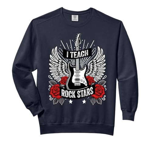 I Teach Rock Stars Rock&Roll Electric Guitar Music Teacher Comfort Colors Adult Sweatshirt
