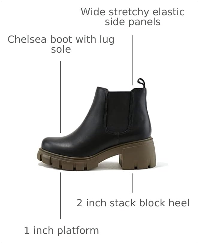 Image of Soda PIONEER ~ Women Lug Sole Mid Heel Chelsea Fashion Ankle Bootie w /Double Elastic Gore