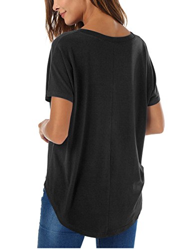Herou Women Short Sleeve T-Shirts Crew Neck Casual Tees Black Oversized Tshirt Black X-Large #TOP1