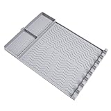 Full-Size Silicone Griddle Mat for Flat Top Grills, Heat Resistant Spatula Holder with Grease Drip Pan, Outdoor Cooking Counter Protector, Gray