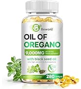 BEWORD Oil of Oregano, 280 Softgel, 2-in-1 Oregano Supplement for Immune Health with High Carvacr...