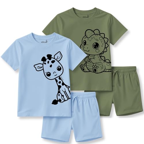 Image of minicult kids Kids Cotton Shorts and Matching Tshirt Coord clothing set with Cute Prints Clothing Set (200gsm Cotton Fabric)(pack of 2)
