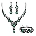 EVER FAITH Kristall Schmuckset Hochzeits Braut Art Deco Floral Teardrop Halskette Ohrringe und Armband Set Grün Schwarz-Ton Armband günstig Kaufen-EVER FAITH Kristall Schmuckset Hochzeits Braut Art Deco Floral Teardrop Halskette Ohrringe und Armband Set Grün Schwarz-Ton