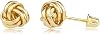 Womens 14k Gold Love Knot Stud Earrings with Long Screw-back Post