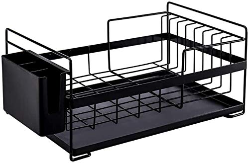 Nikos - Estante de cocina de hierro para fregadero de cocina, estante de almacenamiento de vajilla, palillos, escurridor, estante de almacenamiento, negro y blanco, 41,5 x 27,5 x 19 cm (color: blanco