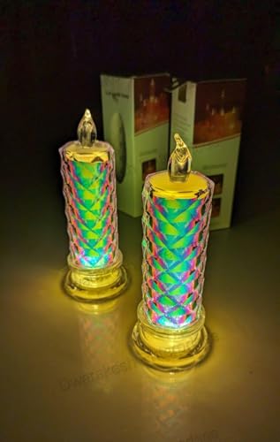Image of Big Crystal LED Tea Light Candles | Flameless & Smokeless Diya | Decorative Acrylic Candle | Home Decor, Navratri Decor, Diwali Decoration Item, Pooja Room, Table, Mandir Decor | Popo Toys