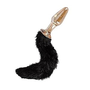 You2Toys Glazen plug met staart, anale plug met kunstbont staart voor haar, transparante glazen splug met zwarte gesp voor het voorspel met je partner