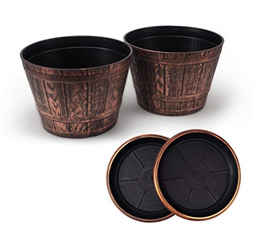 Large Whiskey Barrels Set of 2 Rustic Look (2 planters
