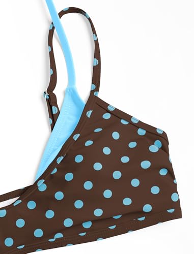 Image of ZAFUL Women's Polka Dot Bikini Set Double Layer Halter Swimsuit Colorblock Side Tie 2 Piece Bathing Suit