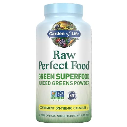 Garden of Life Raw Perfect Superfood Juiced Greens Powder Capsules, Non-GMO, Gluten Free, Vegan Whole Dietary Supplement, Organic, Sprouts Probiotics, 240 Count