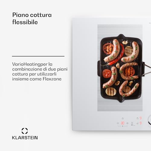 Klarstein Piano Cottura Elettrico Vetroceramica, Piano Cottura Elettrico 4 Fuochi Moderno, Piano Cottura Elettrico 4 Piastre 7000W Integrato, Piano Cottura Vetroceramica Elettrico Touch con Timer - 4