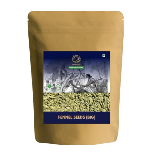 Pipar Spices Fennel Seeds (Big) - 400g Pack | Unpolished Sauf for Culinary Use, Pickles, etc.