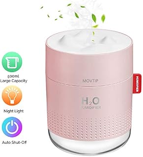 Portable Mini Humidifier, 500ml Small Cool Mist Humidifier with Night Light, USB Personal