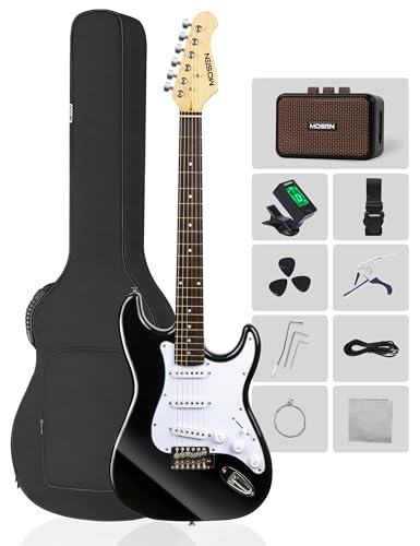 MOSEN 39in Beginner Electric Guitar Starter Kit Black