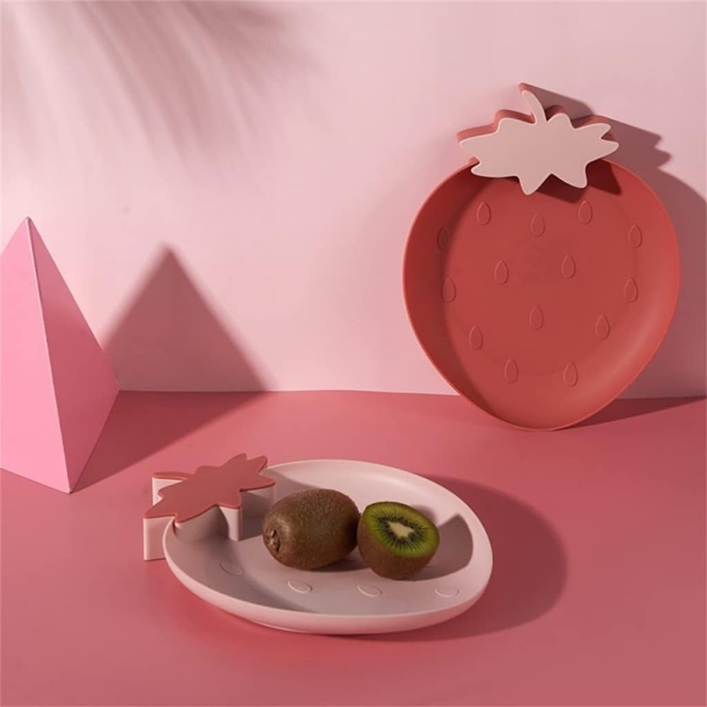 2 bandejas para Aperitivos Perezosos con Forma de Fresa, Bandeja para Comida de Frutas, Plato Bonito para Dulces, Plato para Aperitivos, Plato para Comida de Frutas (Rosa 27x21cm)