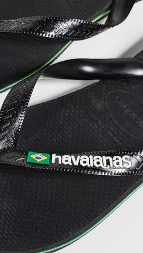 Image of Havaianas mens Brazil Logo Sandal Dark Brown /White
