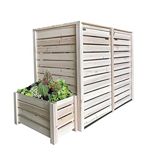 Mülltonnenbox Edelstahl Mülltonnenbox Aus Holz – Für Bis Zu 240 Liter Tonnen, Mit Rückwand, Einfach Montierbar, Natur/anthrazit Holzbox Für Mülltonne 240l