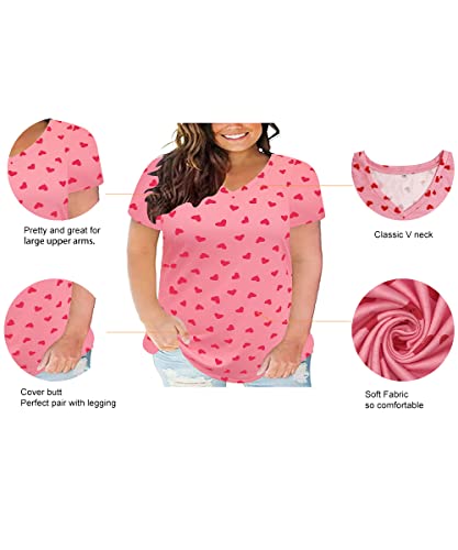 Image of RITERA Women Plus Size Tops Tie Dye V Neck Shirt Floral Camo Summer Short Sleeve Tunic Oversized Ladies Blouse XL-5XL