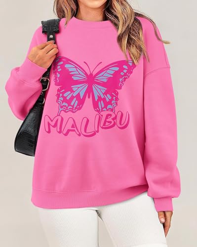 Kirundo Womens Fashion Butterfly Graphic Print Crewneck Sweatshirt Casual Loose Pullover 2024 Fall Outfits Cute Clothes thumb #2