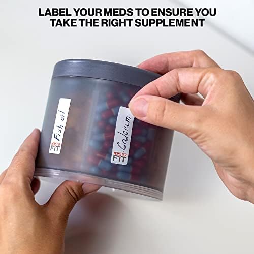 Monster Supplement Medication Pill Dispenser with 10 Adjustable Compartments - Extra Large Pill Bottle - Easy to Dispense (Monster Fit 10)