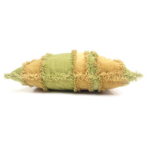Image of Encasa XO Chenille Cushion Covers (Pack of 2) with Patchwork 40x40 cm - Mix & Match Pillow Covers in Bright Colours for Living Room, Sofa, Bedroom - Olive+Mustard