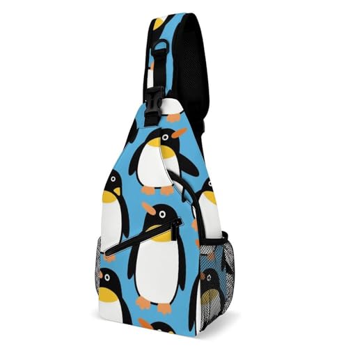 Casual Sling Bag Backpack, Rucksack, Cute Cartoon Penguin Art Shoulder Crossbody Bag Chest Pack, Tool Backpack, Satchel Bookbags Travel Rucksack Daypack for Man/Women