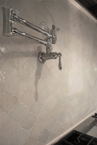 Arabesque Lantern Shape White Glass Mosaic Tiles Backsplash Wall #TOP2