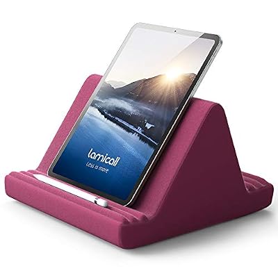 Lamicall Tablet Pillow Stand, Pillow Soft Pad for Lap - Tablet Holder Dock for Bed with 6 Viewing Angles, for iPad Pro 9.7, 10.5, 11, 12.9 Air Mini 4 3, Kindle, Galaxy Tab, E-Reader, Purplish Red