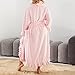 Women's Ultra Soft Ruffle Ankle-Length Fleece Robe Thickened Ruffle Trim Fashion Sleepwear Robes with Side Pockets Pink L