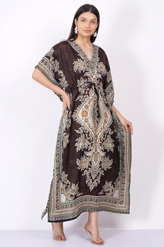 LAPSHA'S Women's Kaftan Dress Beach Cover Up Tribal Ethnic Print Plus Size Loose Kimono Maxi Dress3