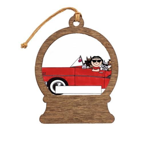PrintedPerfection.com Personalized Car Lover - Female Wooden Snow Globe Shaped Christmas Ornament