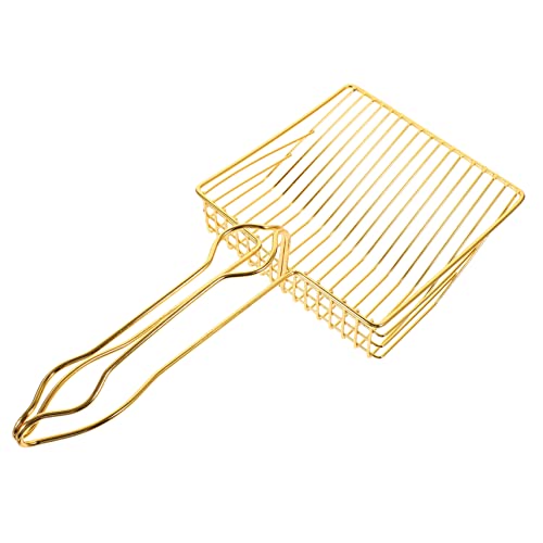 Toddmomy Pala para Gatos Cat Litter rascadores Pala para Arena para Gatos Arena de Gato raspador Verter Tiki primicia de Basura casera Accesorio de Limpieza de Arena para Gatos Metal Golden