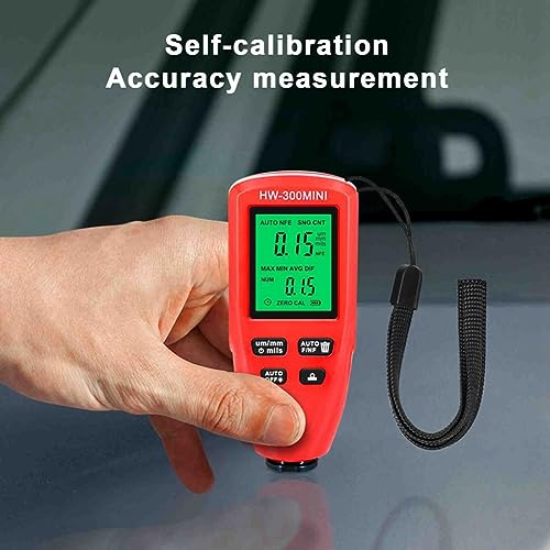 Medidor de Espesor de Recubrimiento para Automóvil Bloepum, Portátil, 0-2000 μm, Pantalla LCD con Retroiluminación, Apagado Automático, Rojo miniatura 2