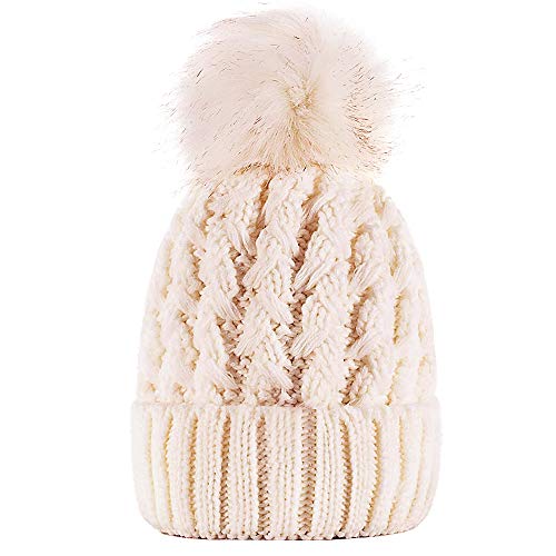 Touca Gorro Unissex Frio Com Pompom Chapelaria Vintage – Bege