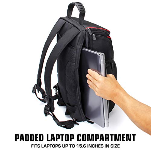 Usa Gear Dslr Camera Backpack Case - 15.6 Inch Laptop Compartment, Padded Custom Dividers, Tripod Holder, Rain Cover, Long-Lasting Durability And Storage Pockets - Compatible With Many Dslrs (Red) #TOP2