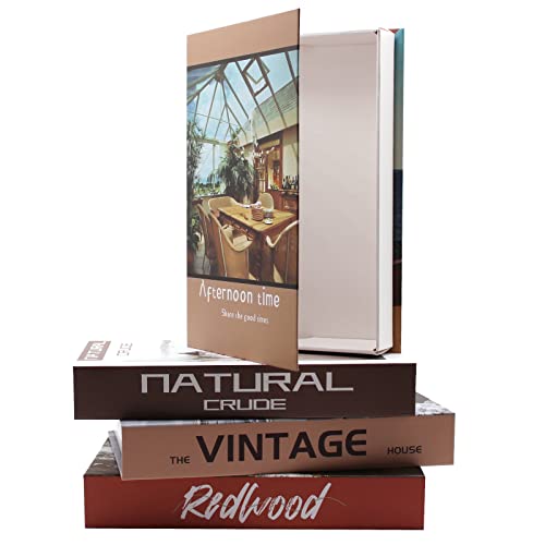 Fake Books Sets Storage Books Boxes,Decorative Books For Bookshelf Display,Coffee Red and Brown Faux Books for Decoration,Libros Decorativos,Farmhouse Decor,Home Decor,Living Room Decor 4Pcs (T5) by 3T GROUP - Used condition - US$12.84