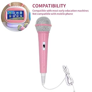 EKDJKK Wired Microphone, Portable Wired Dynamic Microphone 3.5mm Jack Lightweight No Battery Singing Mechine Home Wired Handheld Microphone for Kids (Pink)