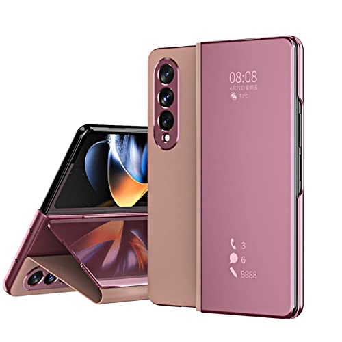 Miroir Clear View Case pour Samsung Galaxy Z Fold 4 3 2 Coque Protection Intégrale Or Rose