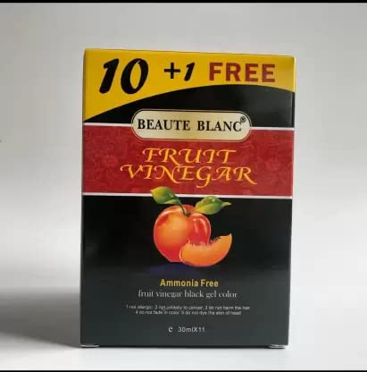 Image of BEAUTE BLANC Fruit Vinegar Hair Gel Color Dye for Men & Women- 30ml x 11 (10 + 1 Free Pouch), BLACK