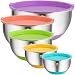 Mixing Bowls Set of 5, Wildone Stainless Steel Nesting Mixing Bowls with Lids, Non-Slip Silicone Bottom, for Mixing & Beating, Stackable Storage (1.5, 2.0, 3.0, 4.0, 5.0 qt)