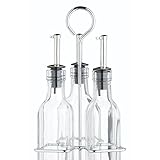 KitchenCraft World of Flavours, Oil and Vinegar Bottle Set with Stainless Steel Rack and Removable Cork, Oil Dispenser, Olive Oil Bottle and Vinegar Bottle Glass, 4 Piece Set - Image 5