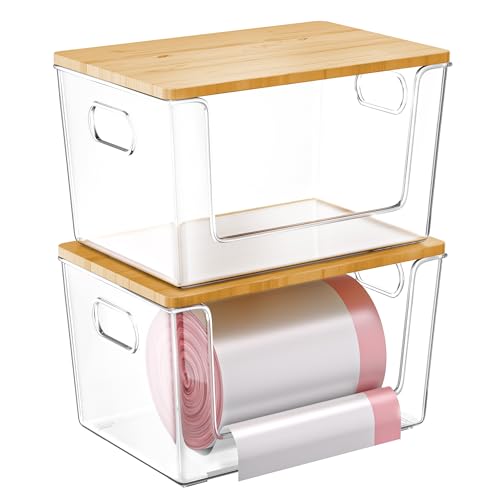 2 Set Pantry Organizer and Storage, Stackable Trash Bag