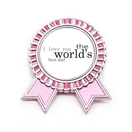 Broche Love World's Best Dad rose en métal taille M