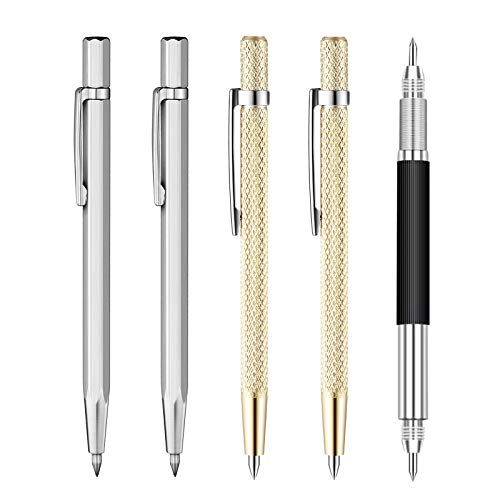 Penna Incisore In Carburo Di Tungsteno - Per Vetro, Ceramica, Metallo - 2 Pezzi Con Clip E Magnete, Argento - Foto 2
